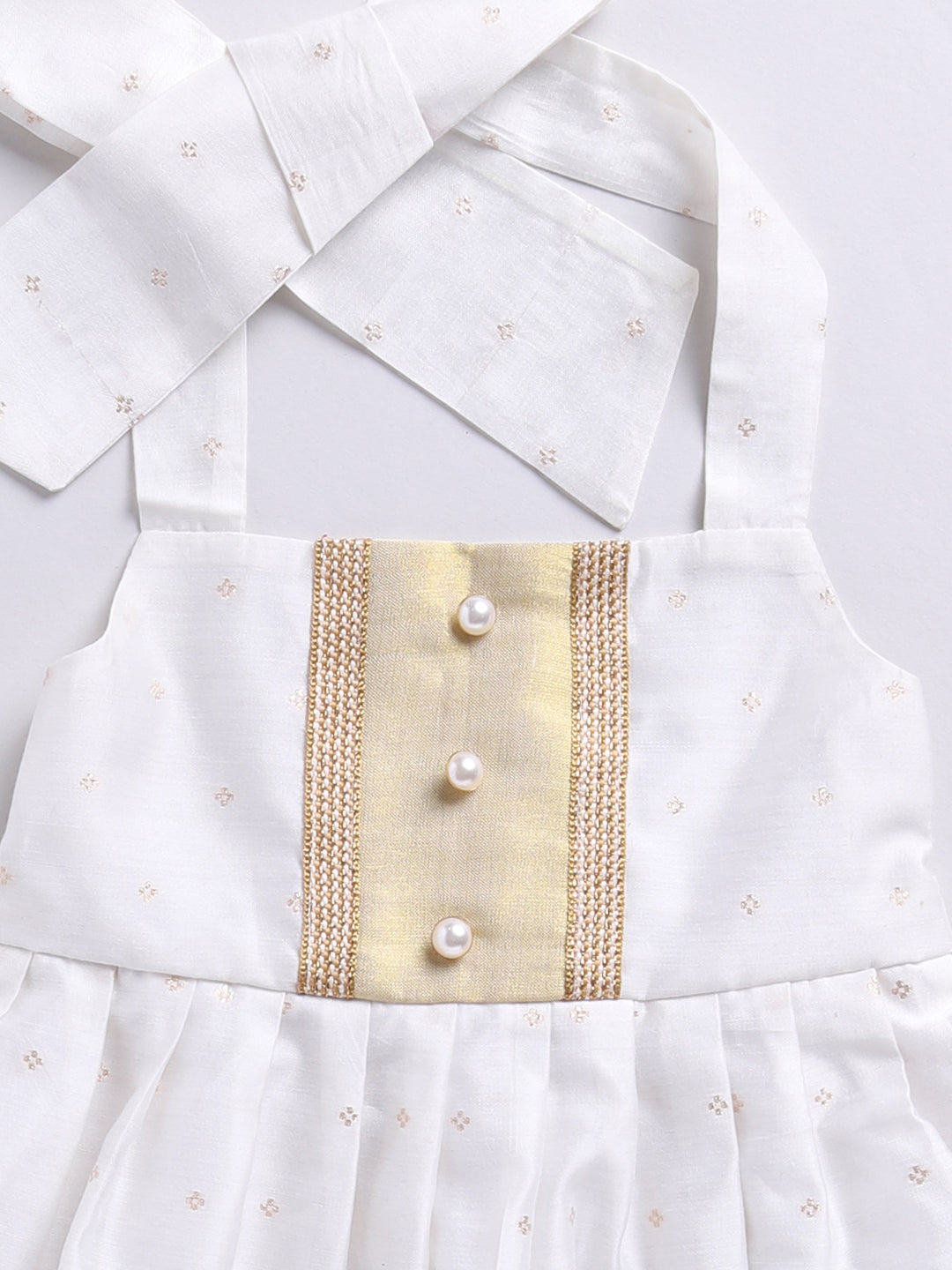 VASTRAMAY Girls' White Frock, Shoe And Head Band - qivii