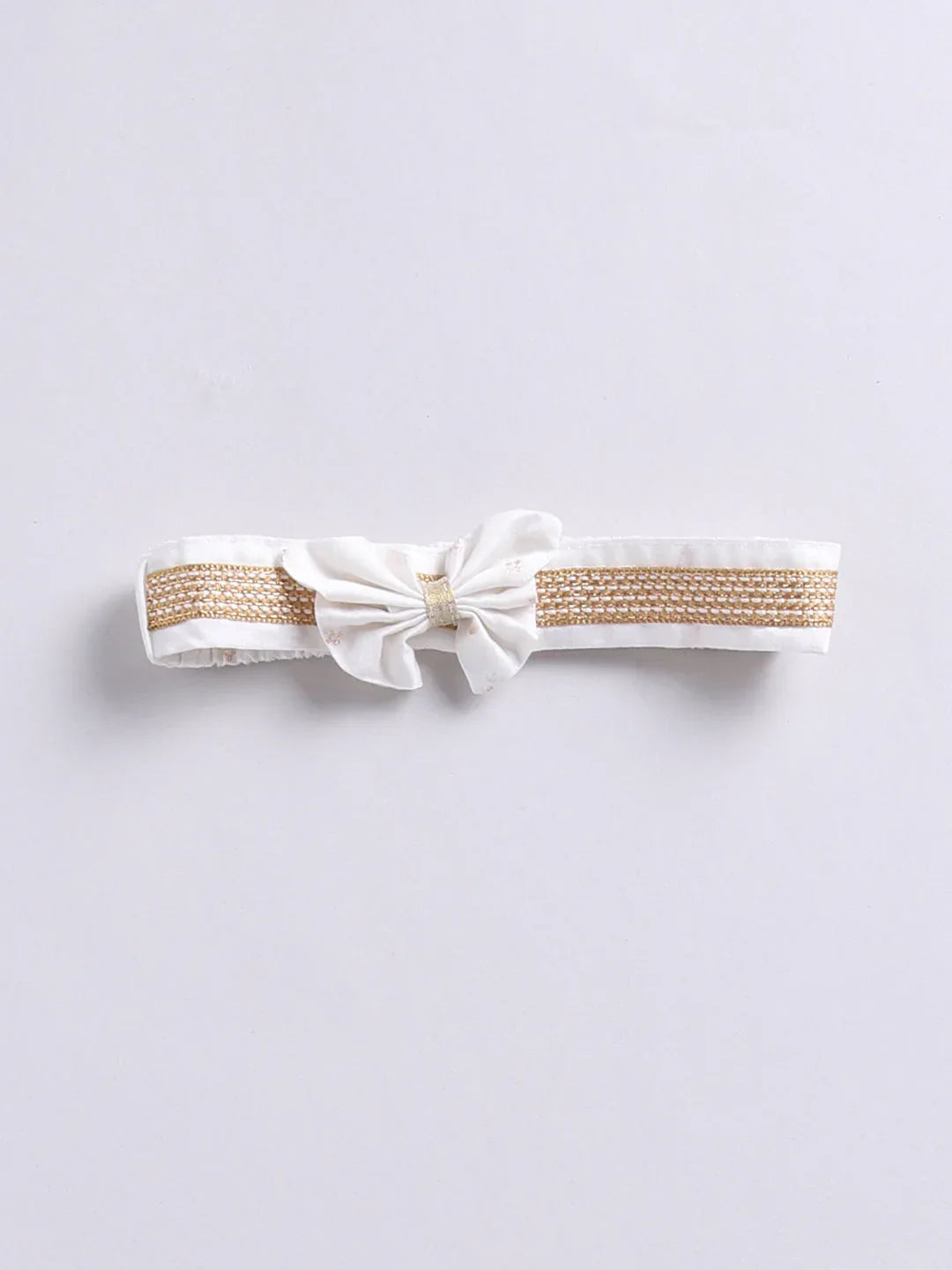 Girl's' White Frock, Shoe And Head Band