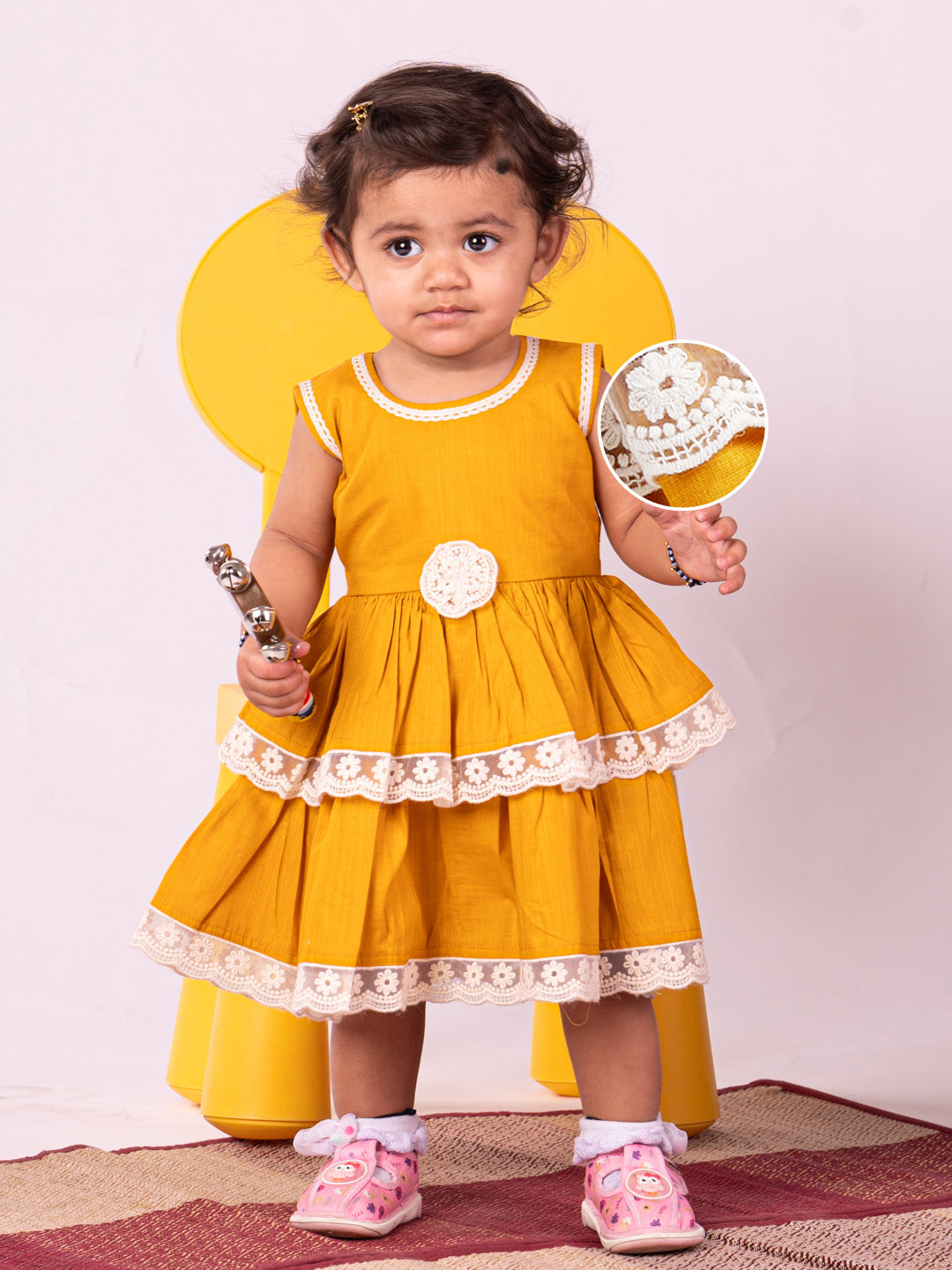 VASTRAMAY Girls' Mustard Dress - qivii