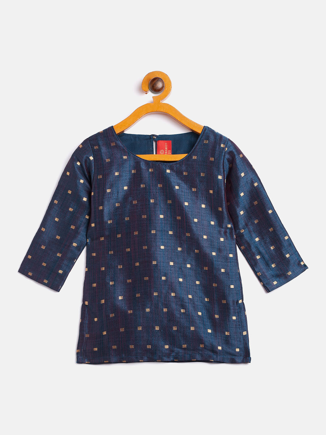 VASTRAMAY SISHU Girls' Blue Zari Kurta And Rose Gold Sharara Set - qivii