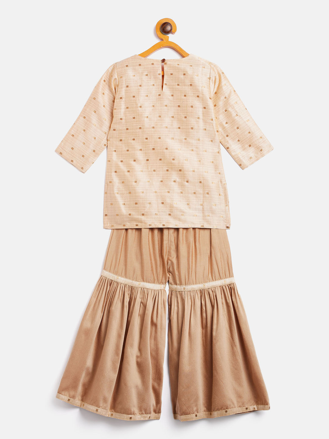 VASTRAMAY SISHU Girls' Gold Zari Kurta And Rose Gold Sharara Set - qivii