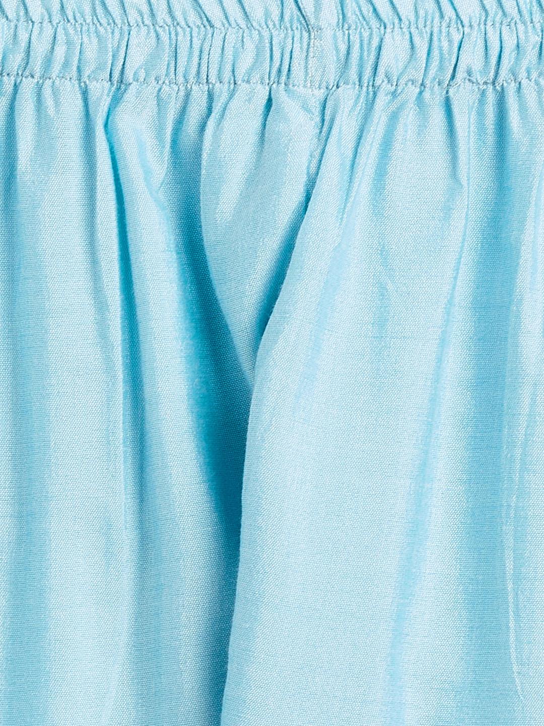 Sishu Girl's' Aqua Blue Viscose Kurta And Straight Pant Set