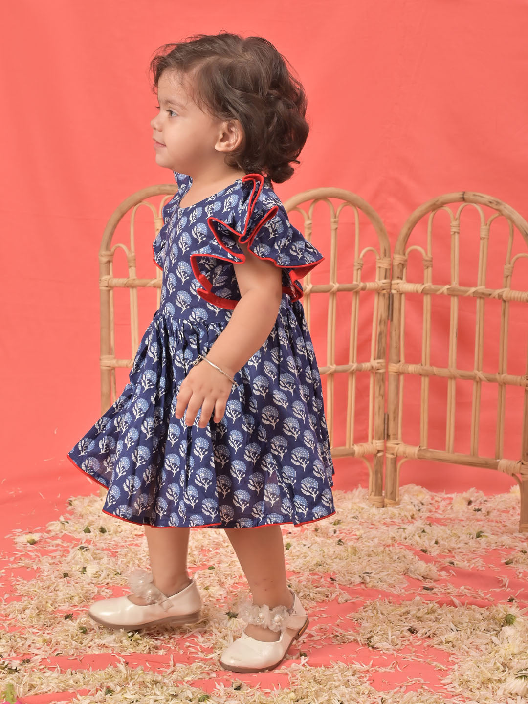 VASTRAMAY SISHU Girl's Blue Cotton Printed Dress - qivii