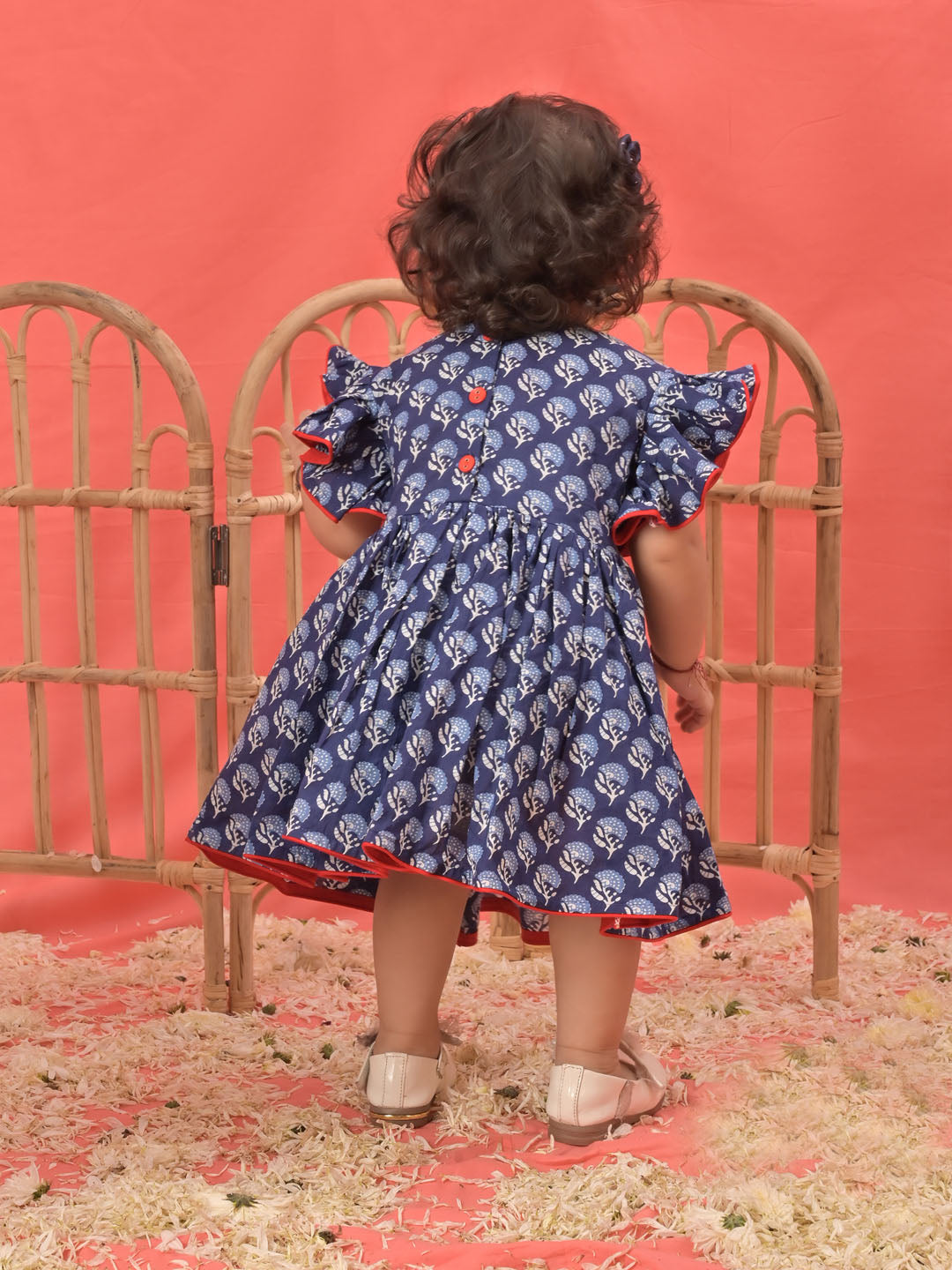 VASTRAMAY SISHU Girl's Blue Cotton Printed Dress - qivii