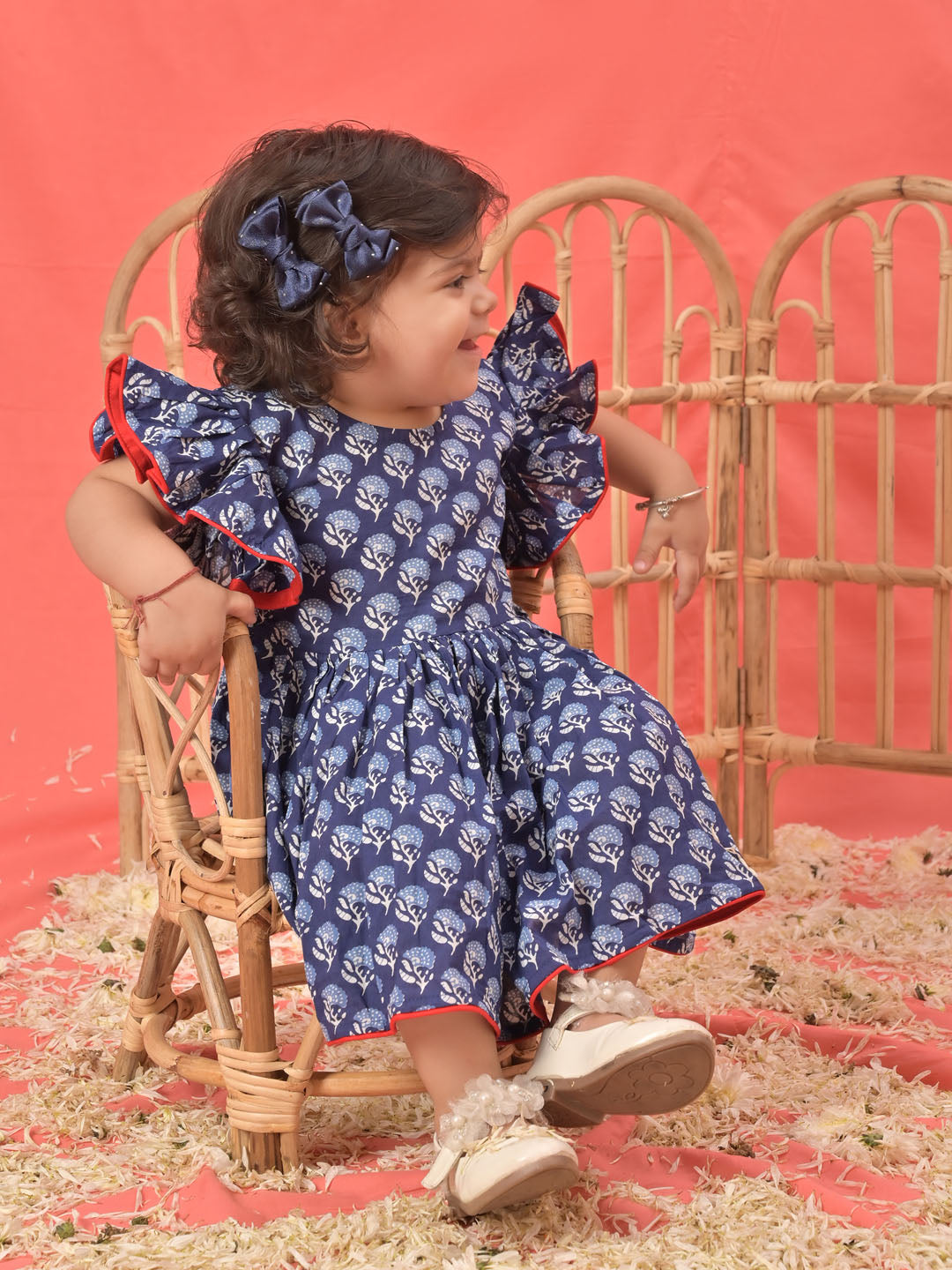 VASTRAMAY SISHU Girl's Blue Cotton Printed Dress - qivii