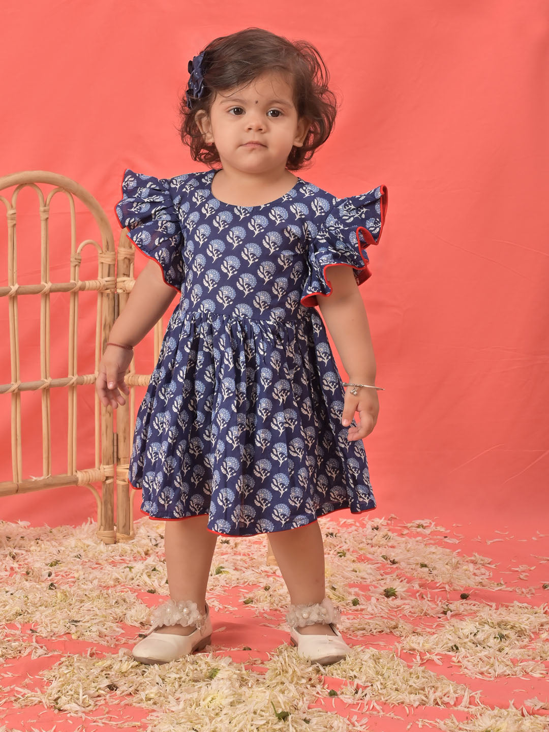 VASTRAMAY SISHU Girl's Blue Cotton Printed Dress - qivii