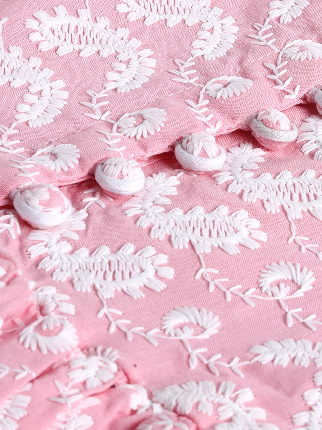 VASTRAMAY SISHU Girl's Pink Chikankari Cotton Kurta - qivii