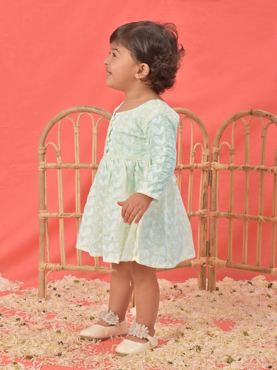 VASTRAMAY SISHU Girl's Yellow Chikankari Cotton Kurta - qivii