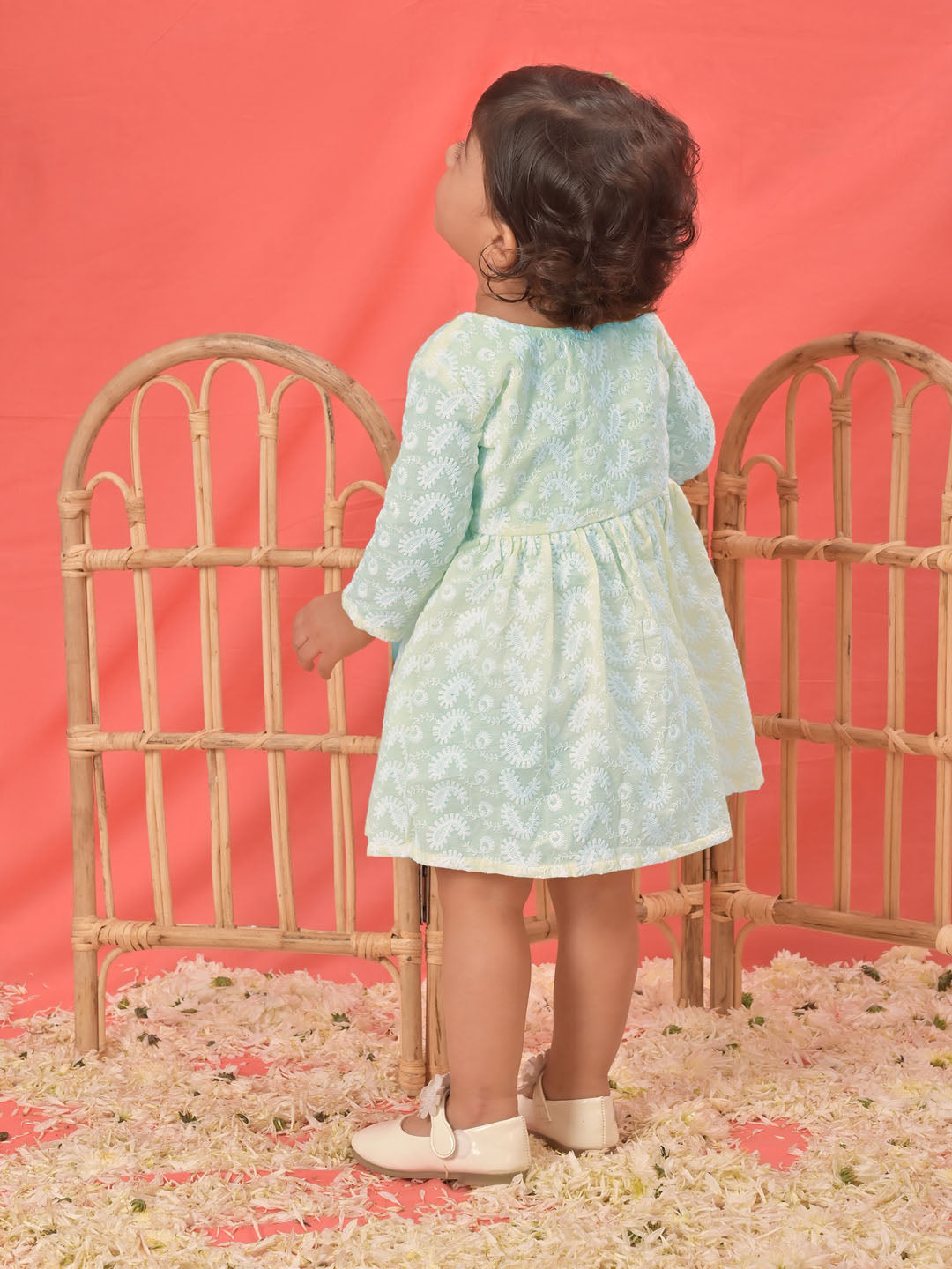 VASTRAMAY SISHU Girl's Yellow Chikankari Cotton Kurta - qivii