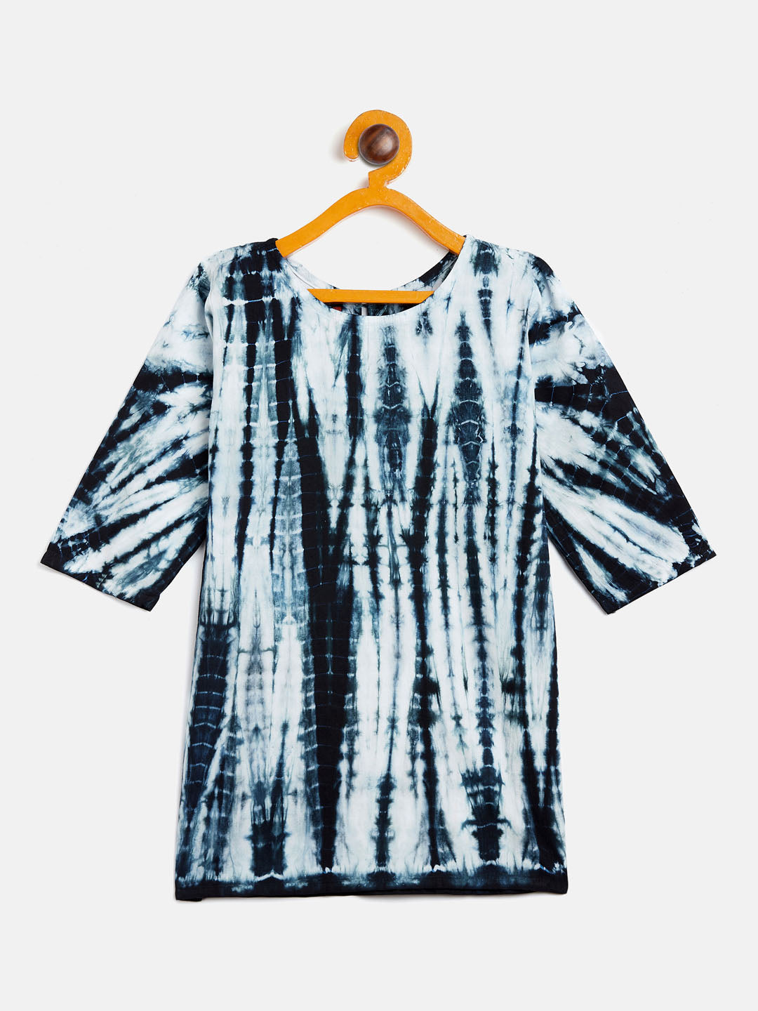 VASTRAMAY SISHU Girls Black & White Pure Cotton Tie-Dye Kurta Leggings & Dupatta Set - qivii