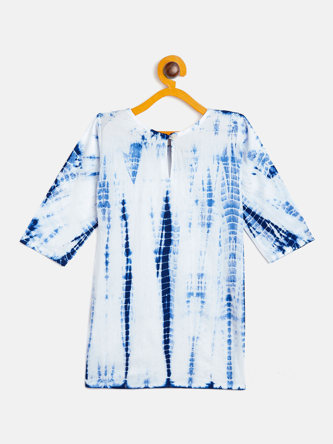 VASTRAMAY SISHU Girls Blue & White Pure Cotton Tie-Dye Kurta Leggings & Dupatta Set - qivii