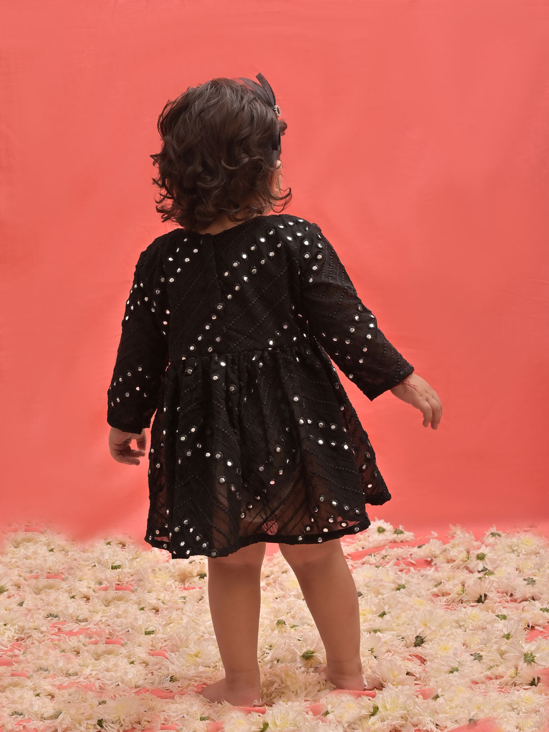 VASTRAMAY SISHU Girl's Black Mirror Kurta - qivii