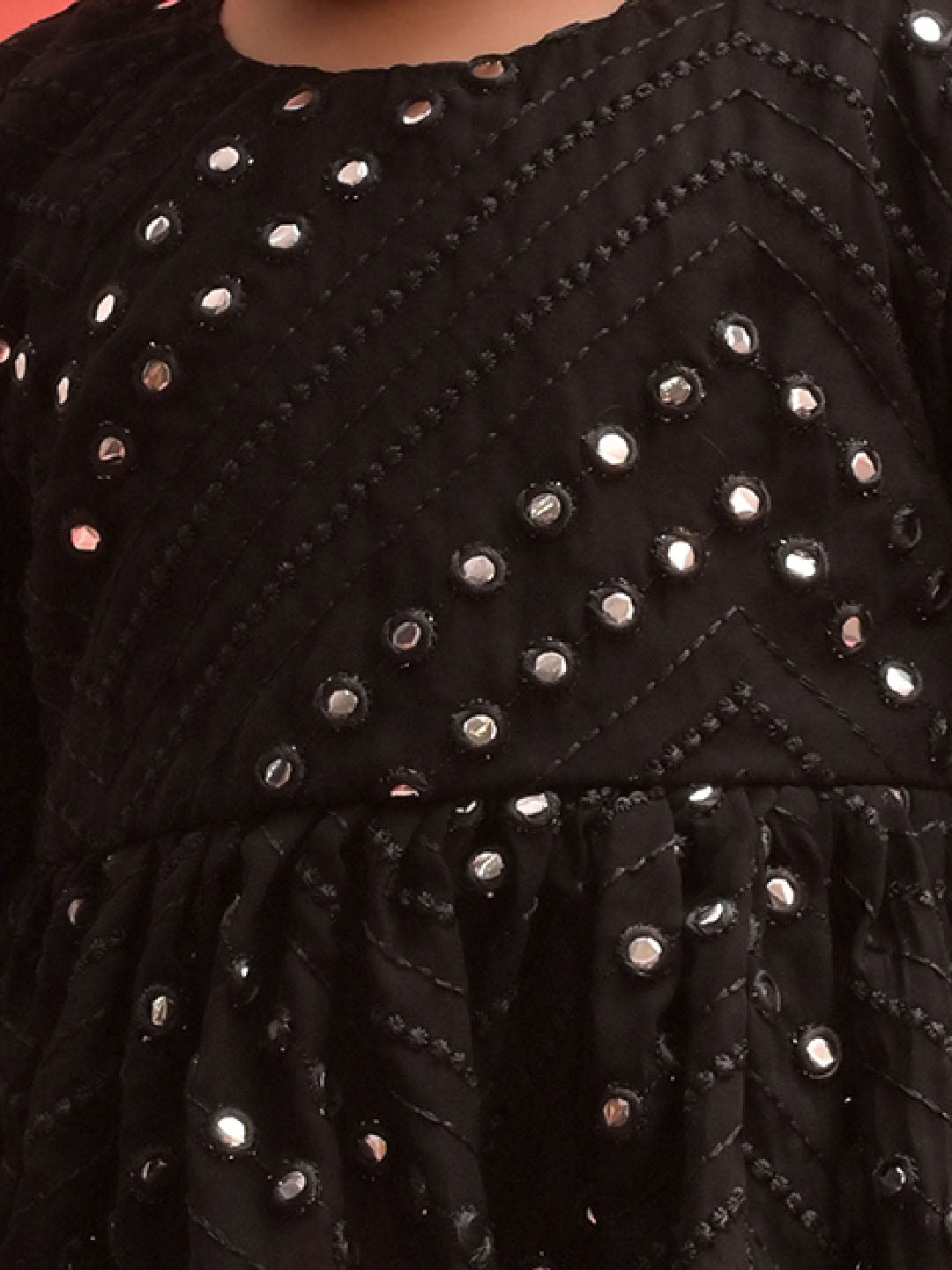 VASTRAMAY SISHU Girl's Black Mirror Kurta - qivii