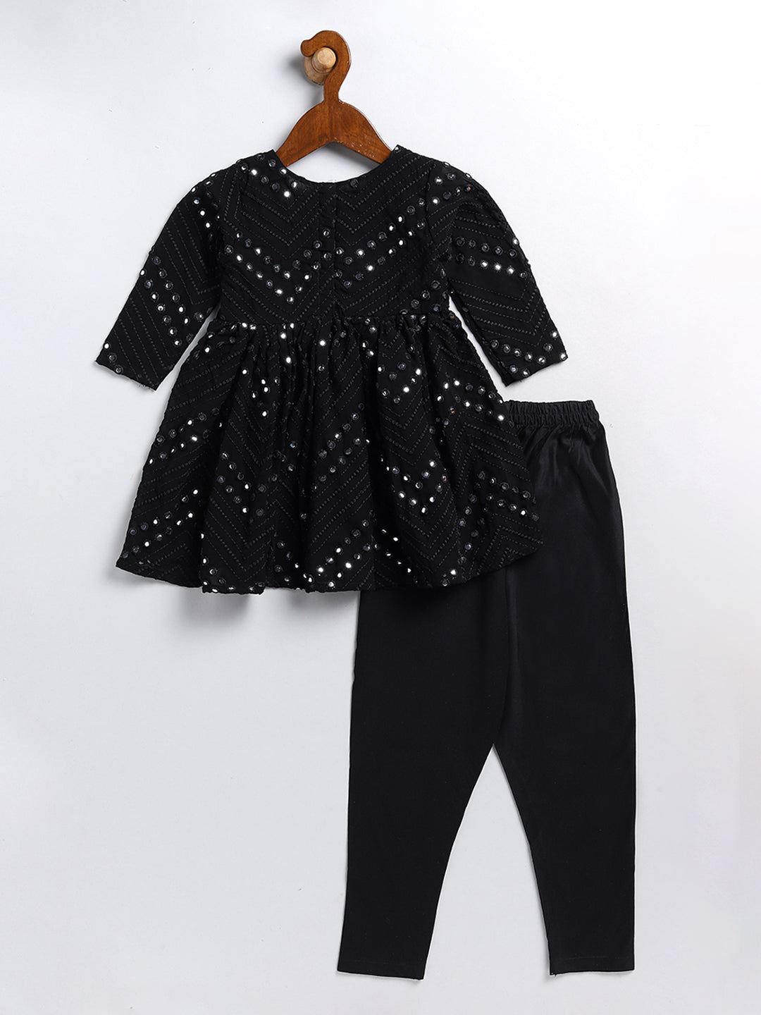 VASTRAMAY SISHU Girl's Black Mirror Kurta Pyjama Set - qivii