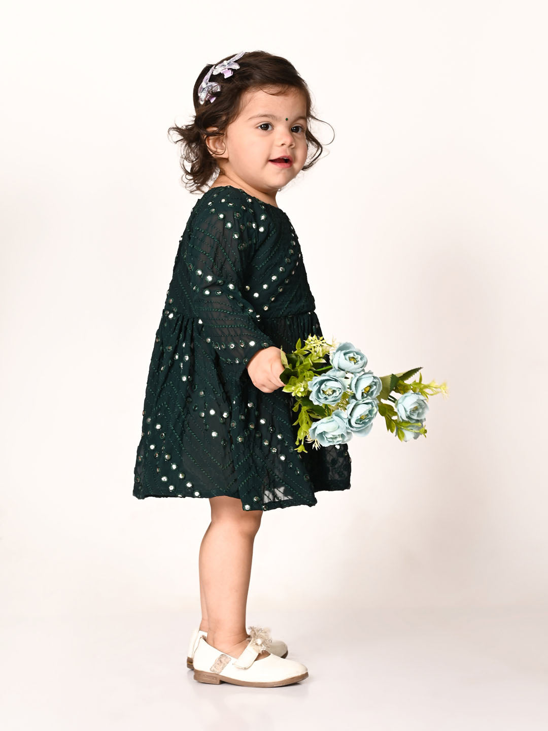 VASTRAMAY SISHU Girl's Green Mirror Kurta - qivii