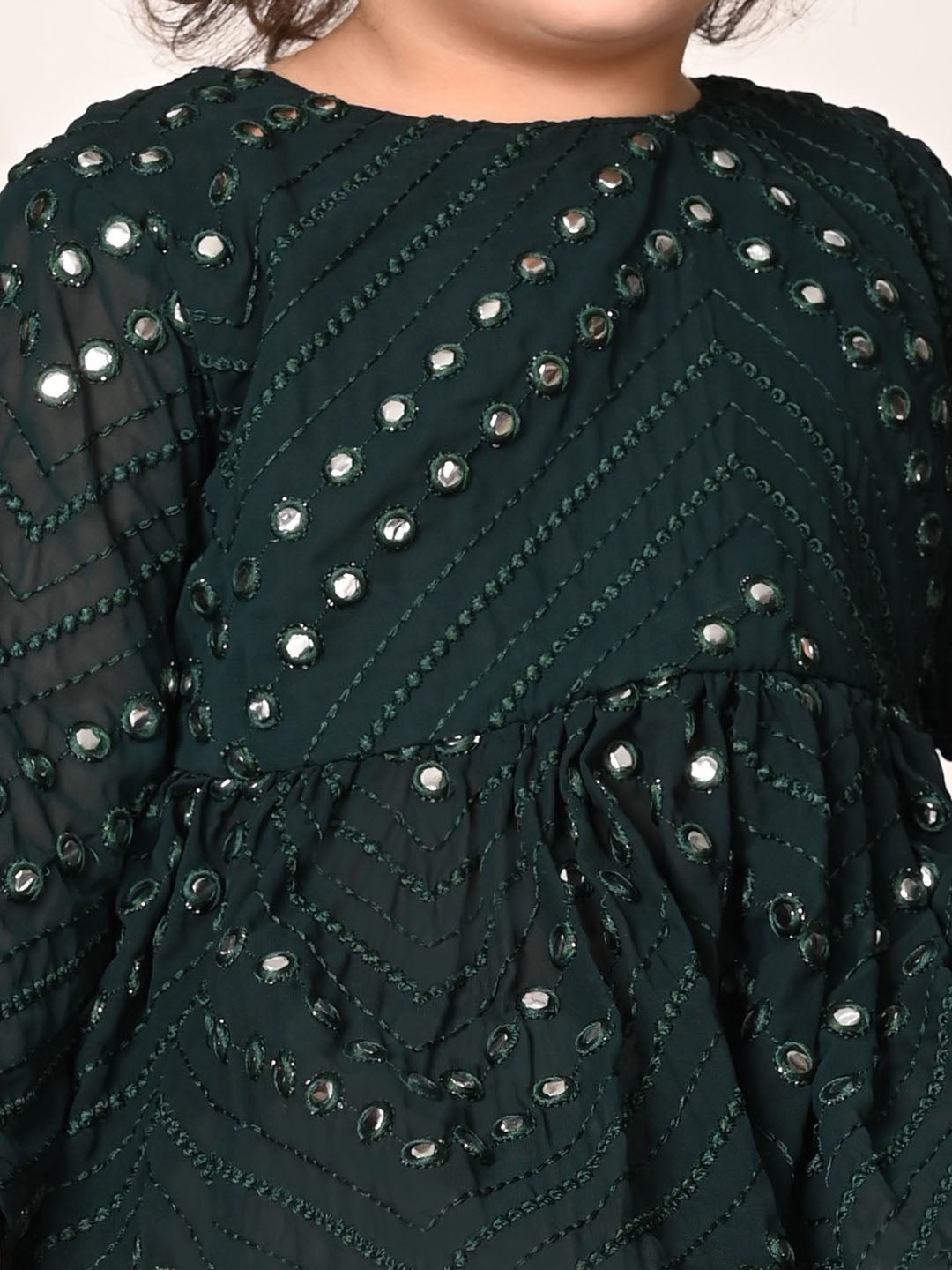 VASTRAMAY SISHU Girl's Green Mirror Kurta - qivii