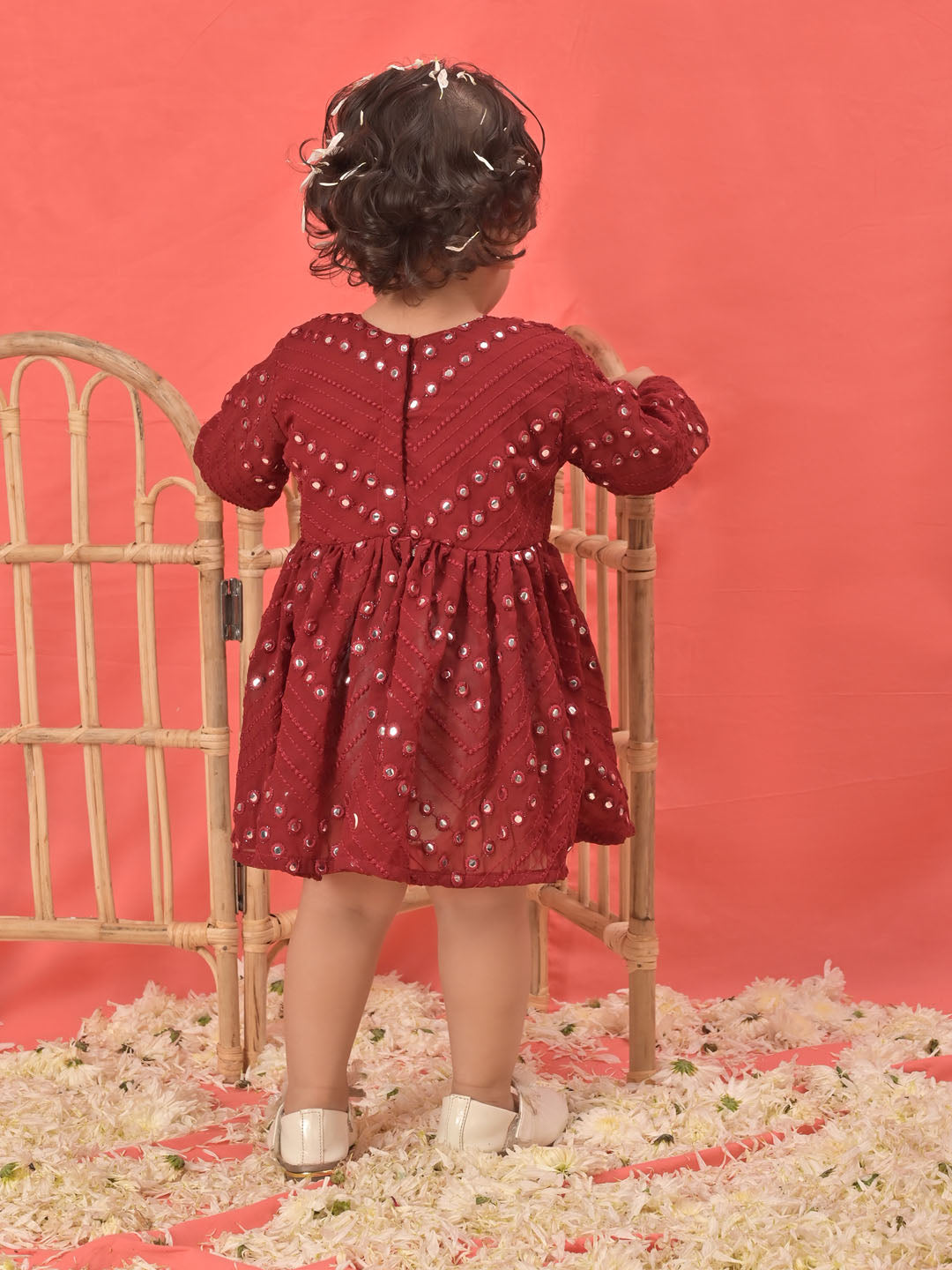 VASTRAMAY SISHU Girl's Maroon Mirror Kurta - qivii