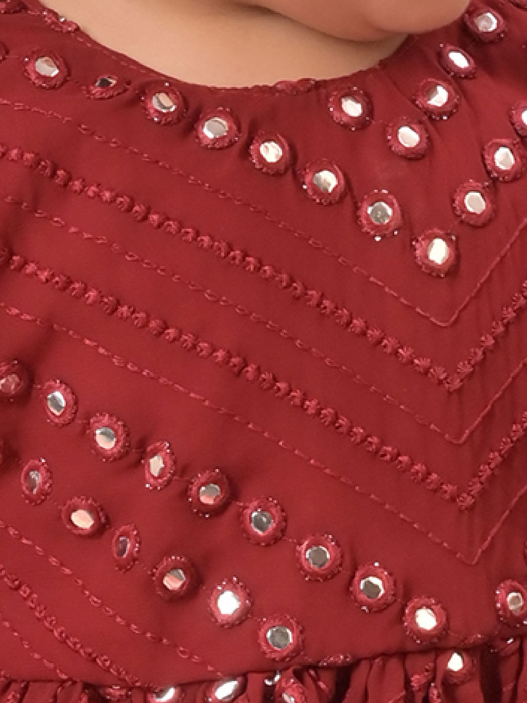 VASTRAMAY SISHU Girl's Maroon Mirror Kurta - qivii