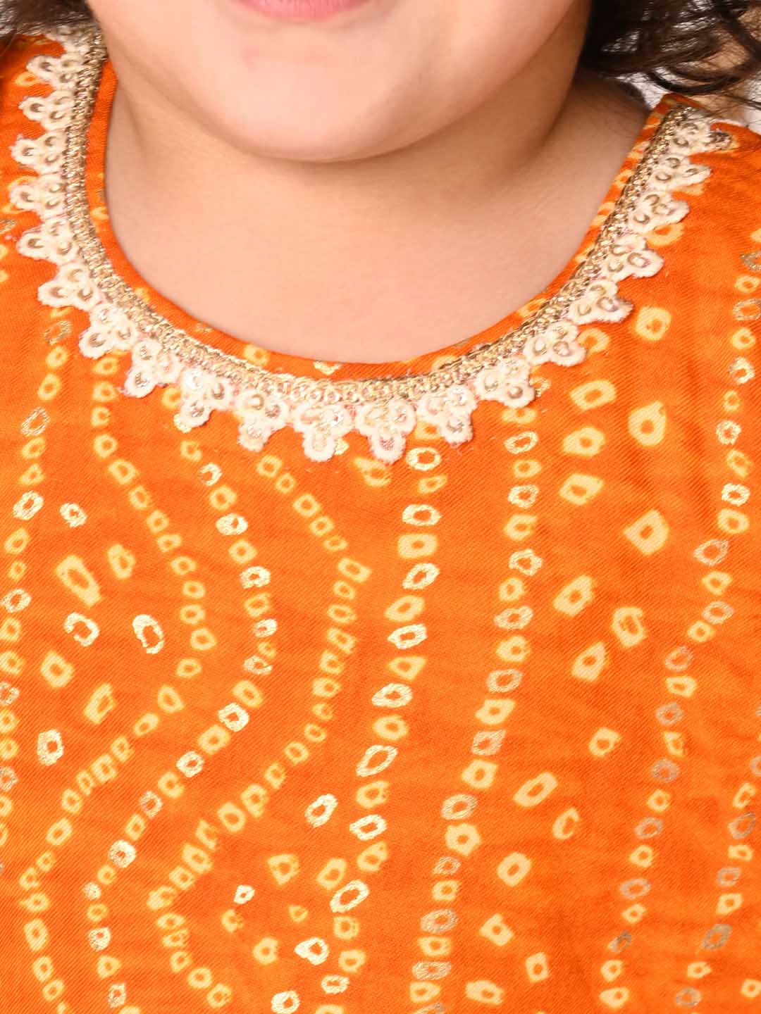 VASTRAMAY Girls yellow Bandhni Print Kurta And Patiala Set - qivii