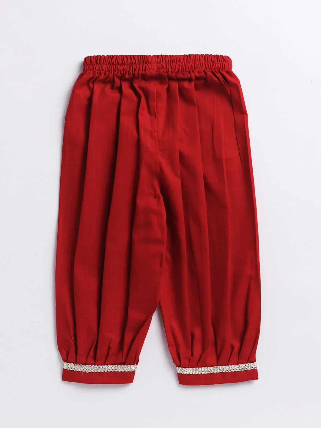 Girl's' Aqua Base Red Kurta And Pant Set