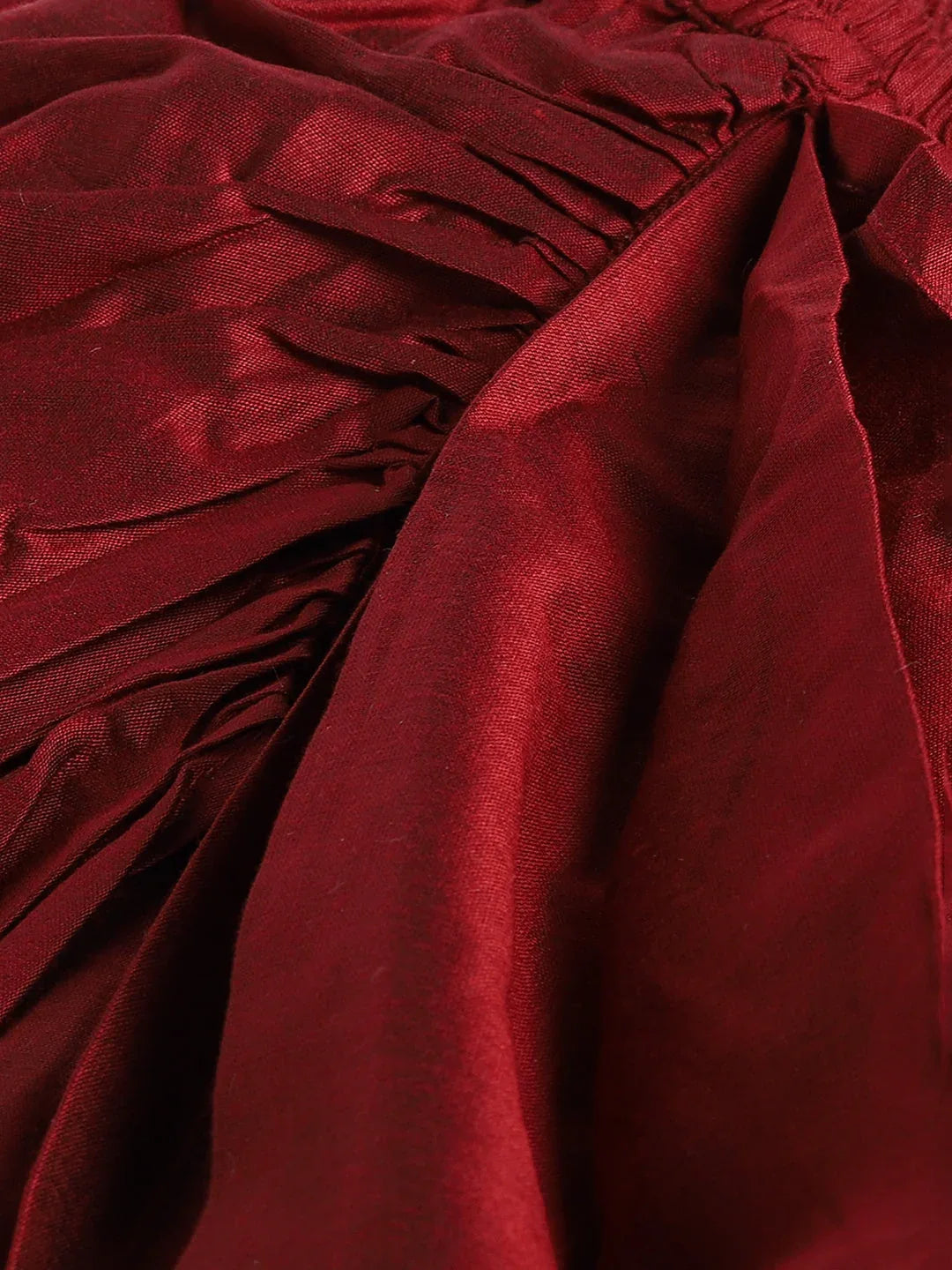 Sishu Girl's Maroon Draped Skirt With Crop Top