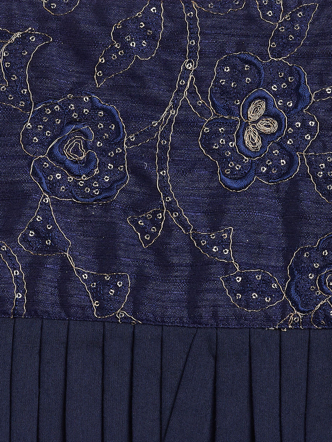 VASTRAMAY SISHU Girl's Navy Blue Draped Skirt With Crop Top - qivii