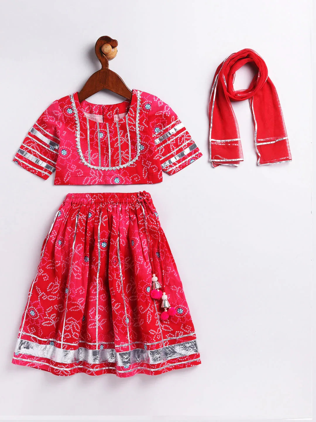 Girl's' Pink Lehenga Choli With Dupatta
