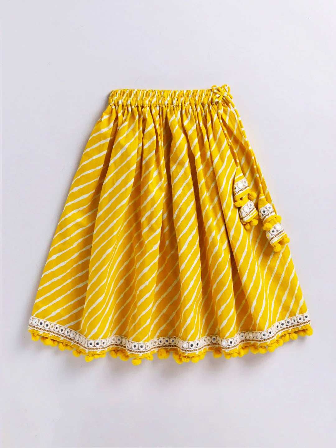 Girl's' Yellow Lehenga Choli With Dupatta