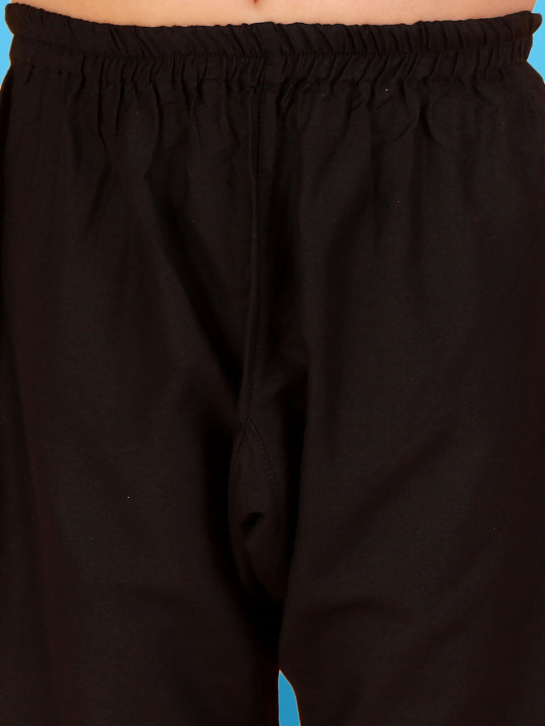 VASTRAMAY Boys Black Embroidered Vertical Mirror Work Kurta With Pyjama Set - qivii