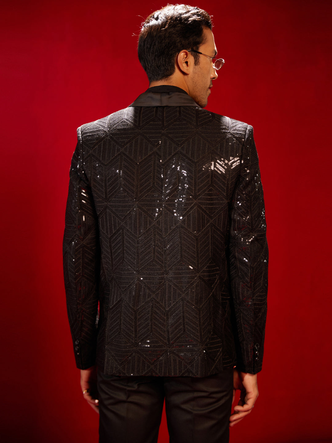 Men's Black Embellished Blazer