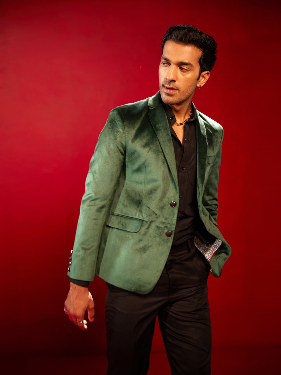 Men's Green Velvet Fancy Blazer
