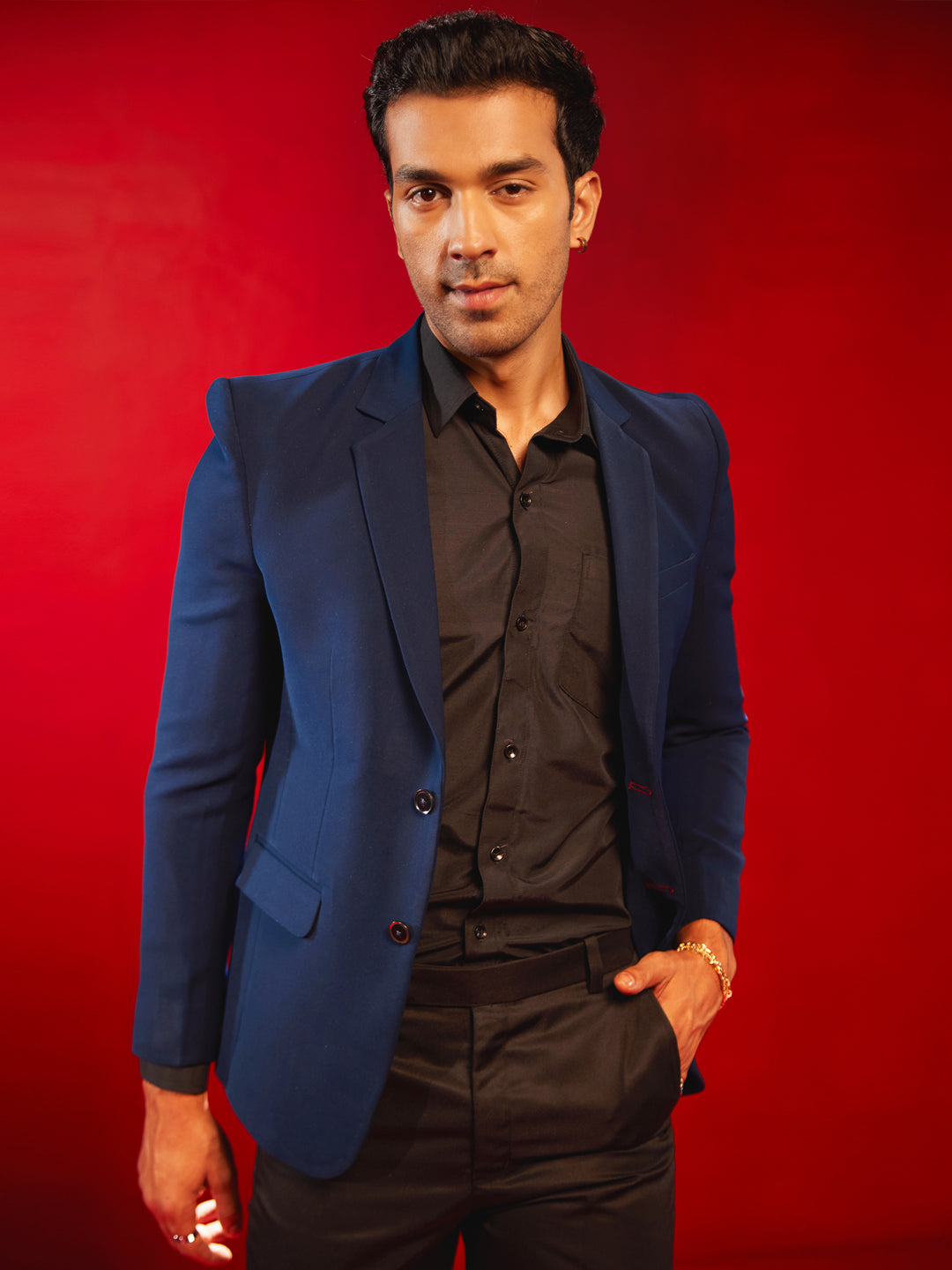 Men's Navy Blue Silk Blend Blazer