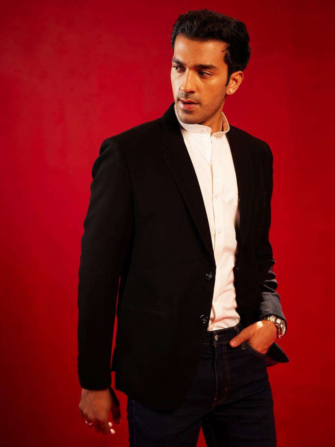 Men's Black Silk Blend Blazer