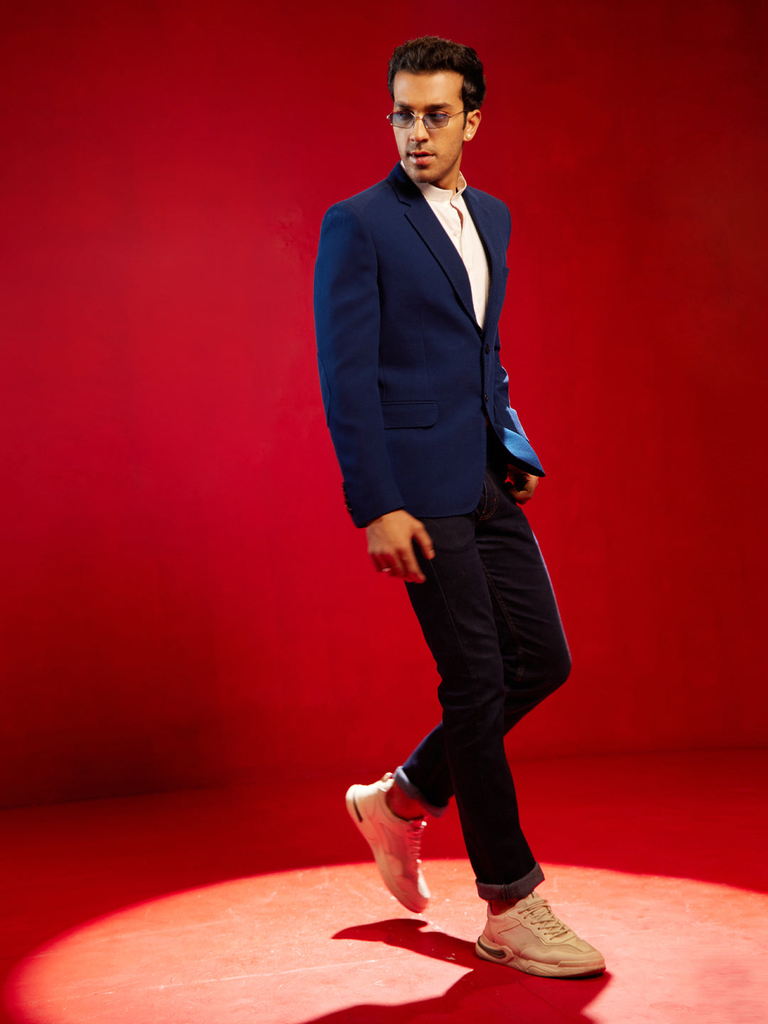 Men's Navy Blue Silk Blend Blazer