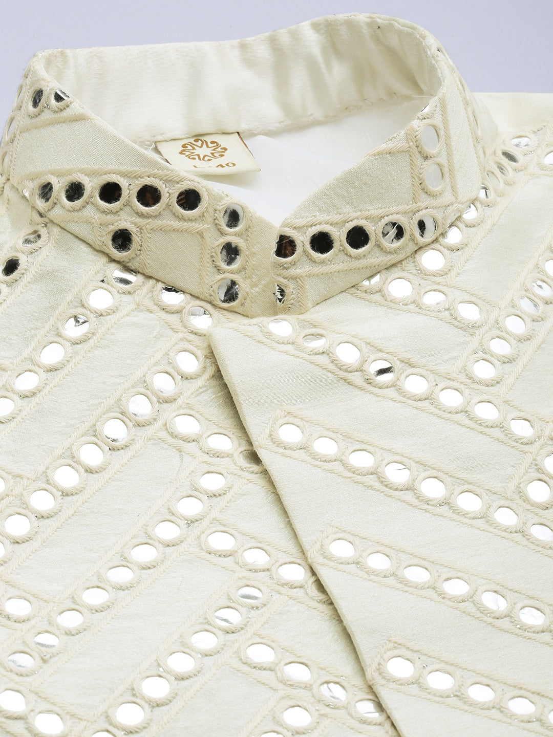 Men's Cream Indo Western Sherwani With Dhoti Set