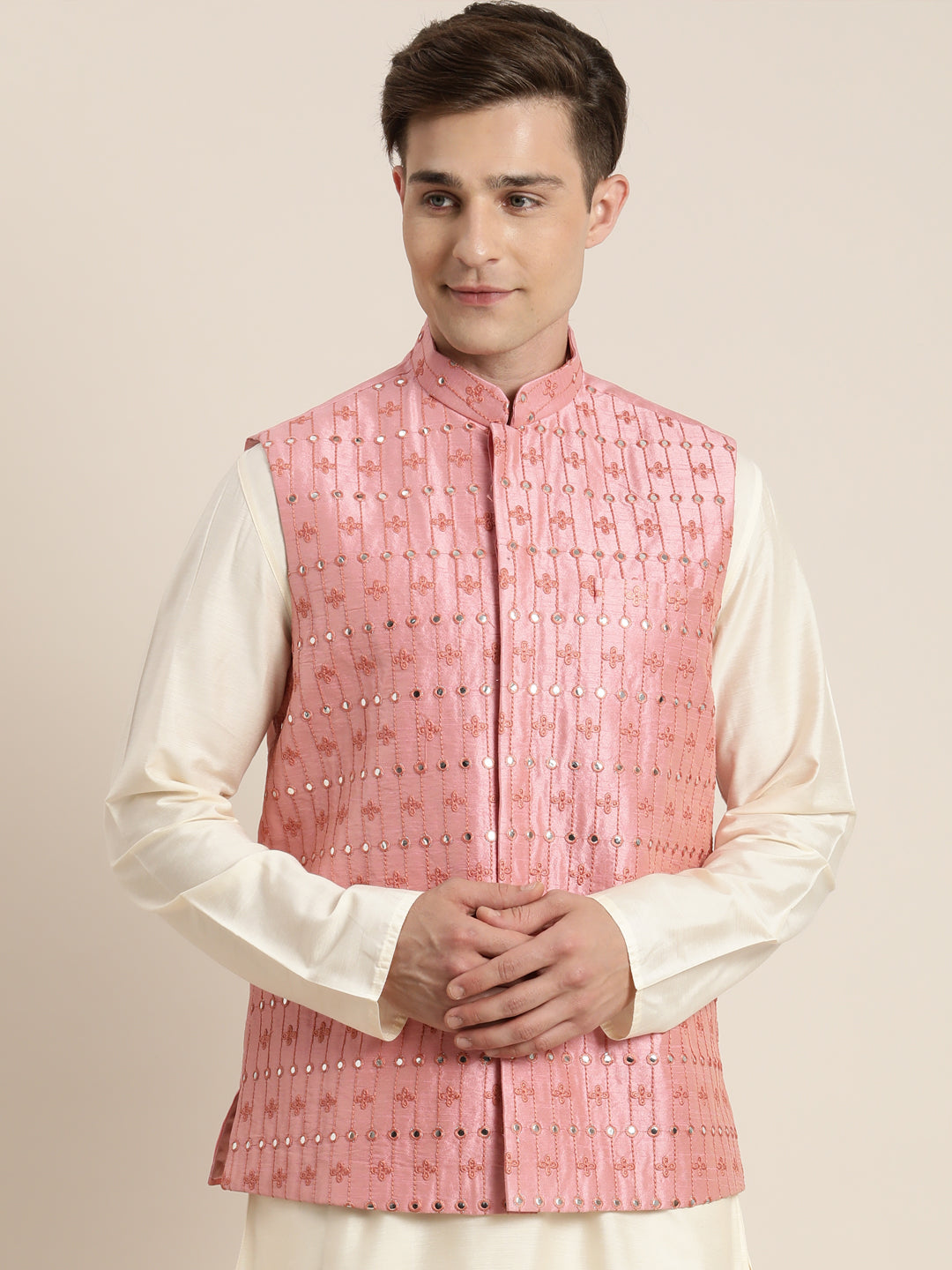 Men's Onion Pink Ethnic Jacket