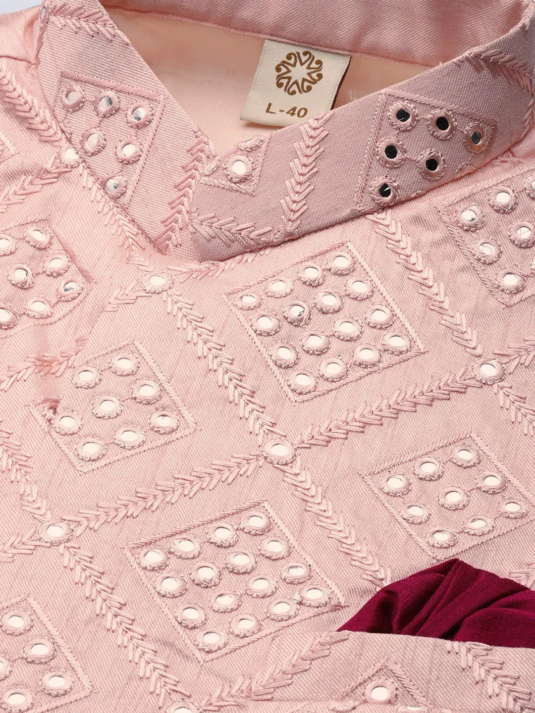 Men's Fuchsia & Pink Solid Kurta With Churidar & Nehru Jacket