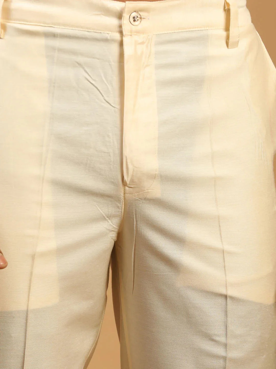 Men's Green Embellished Jacket And Cream Pleated Kurta Pant Set