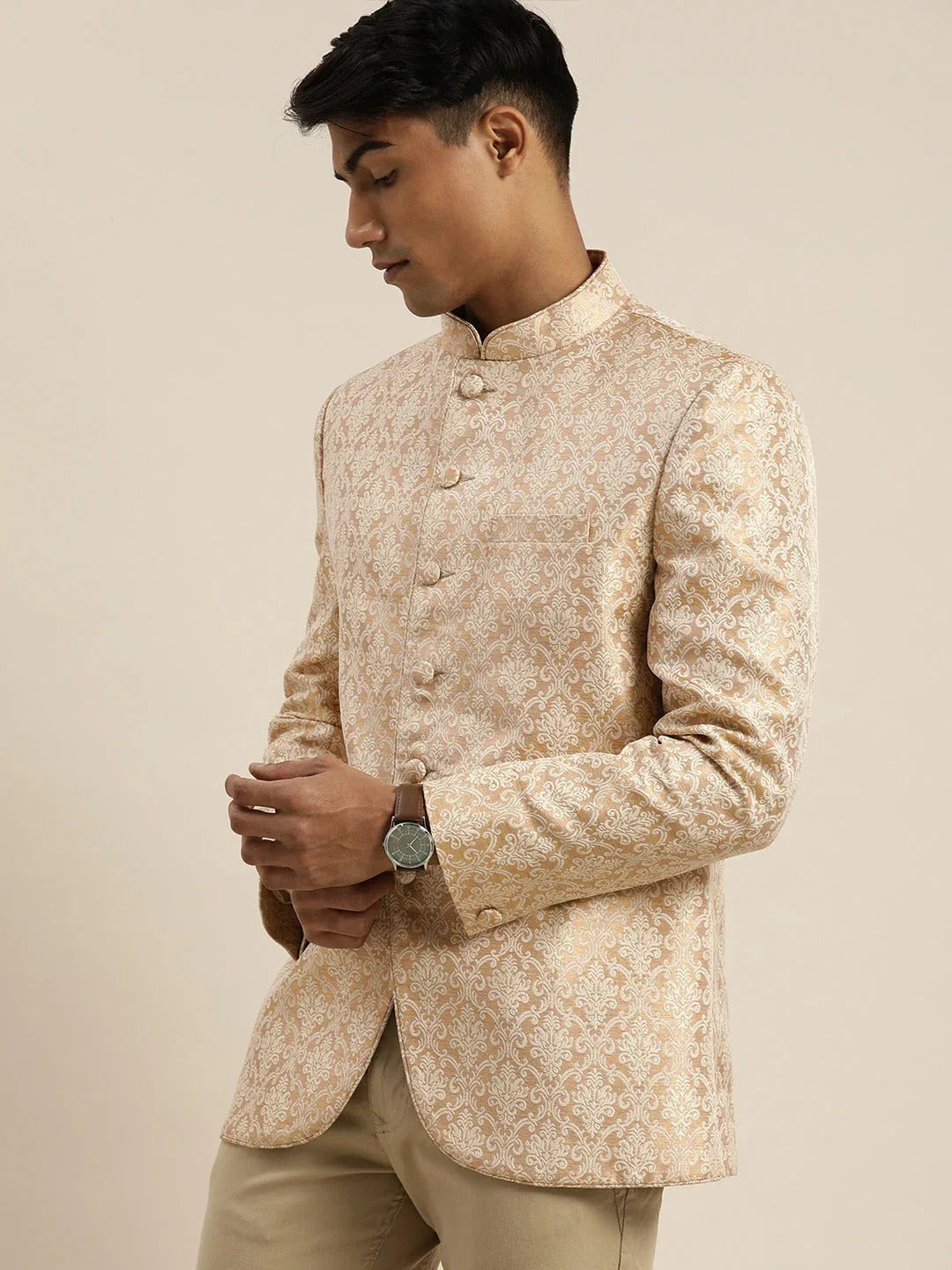 Men's Gold Ethnic Woven Jodhpuri