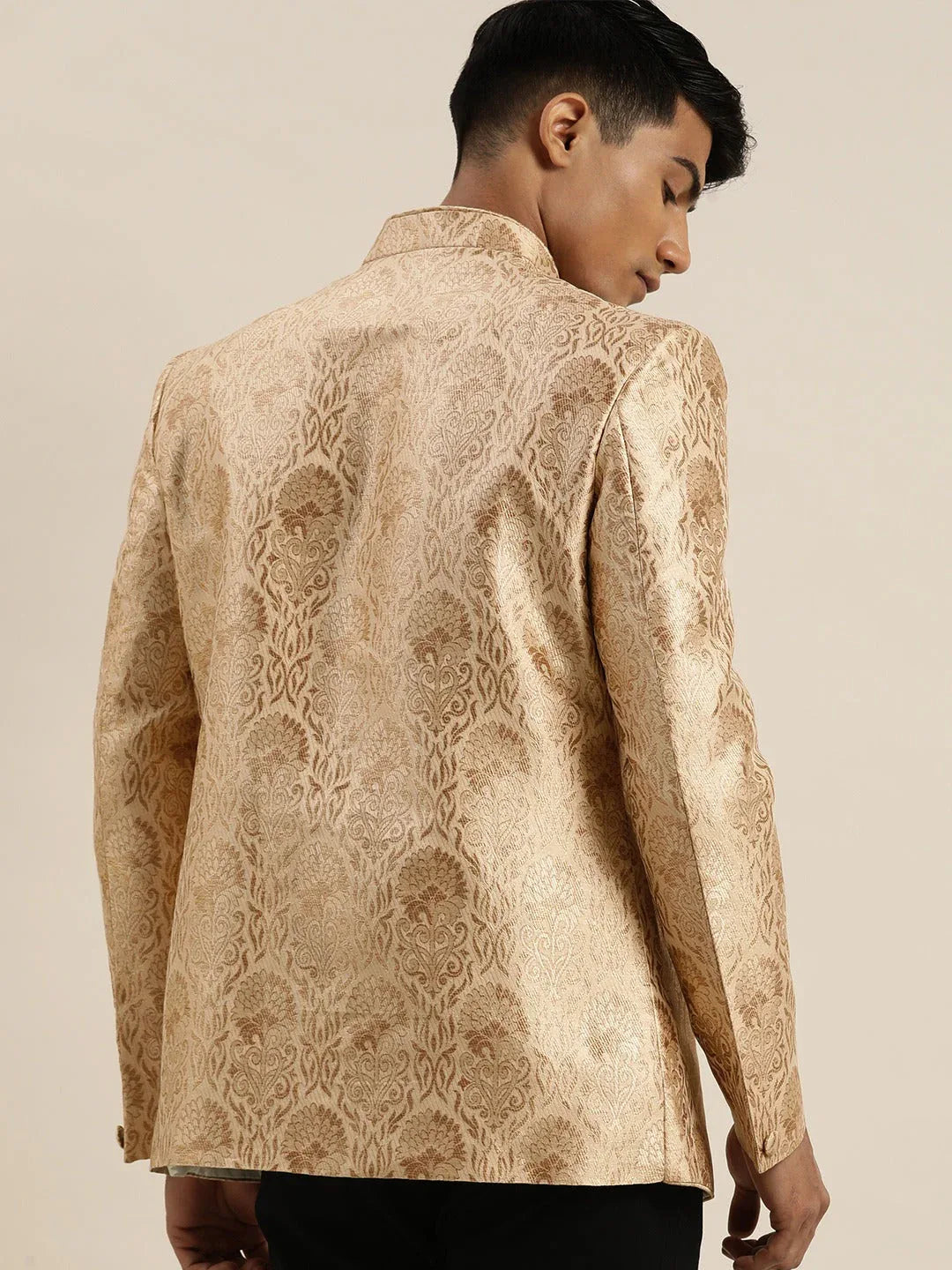 Men's Rose Gold Ethnic Woven Jodhpuri
