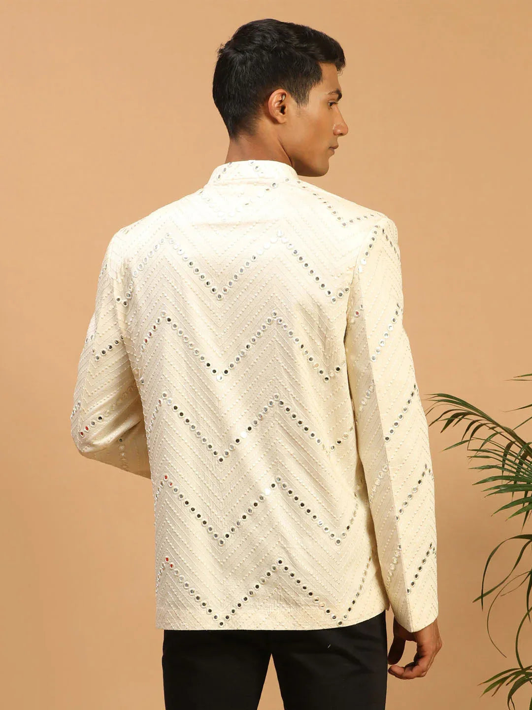 Men's Cream Mirror Jodhpuri