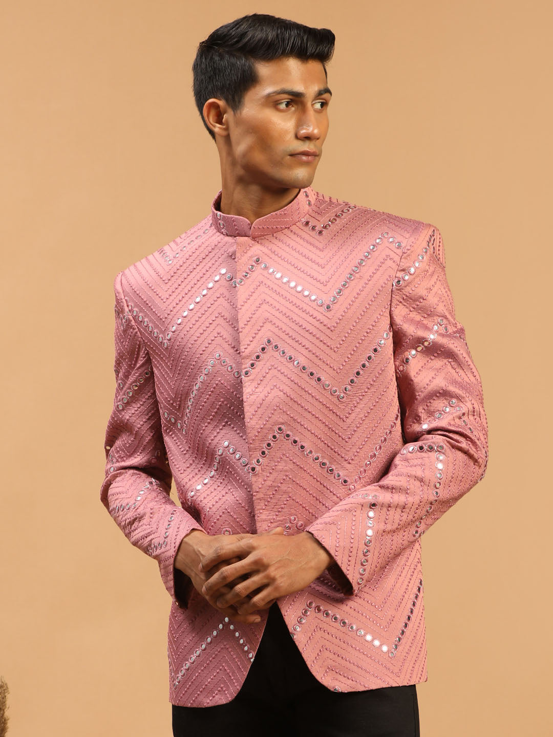 Men's Onion Pink Mirror Jodhpuri