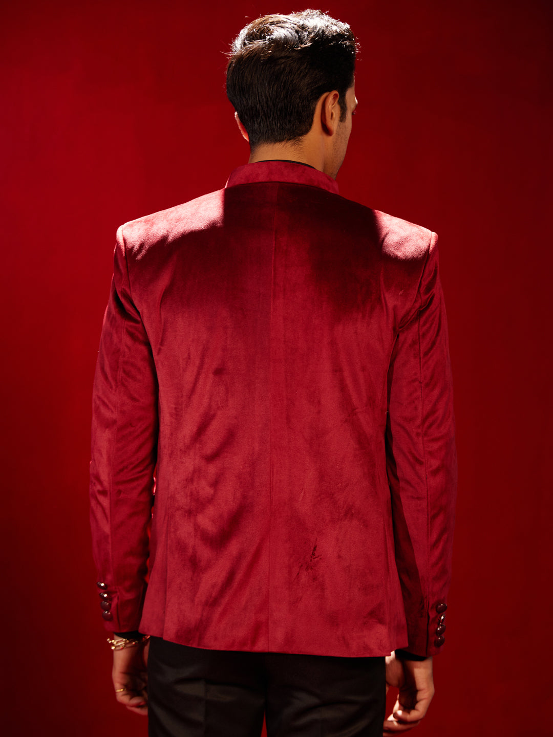 Men's Maroon Velvet Jodhpuri