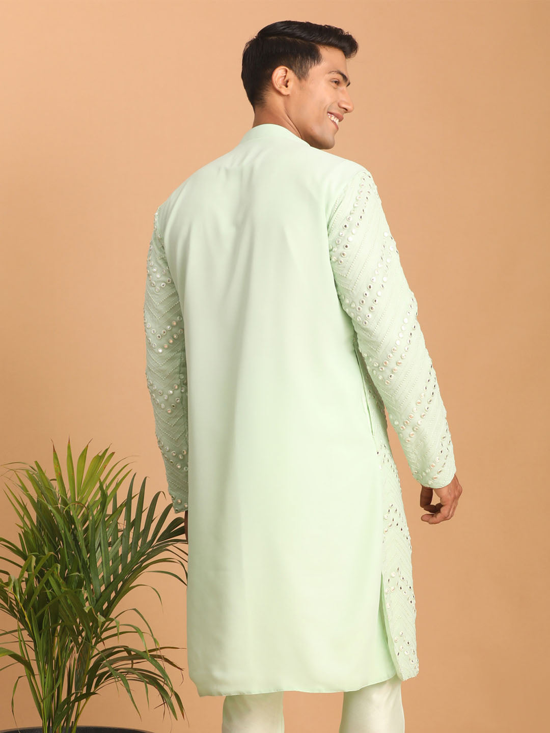 Men's Mint Green Mirror Kurta