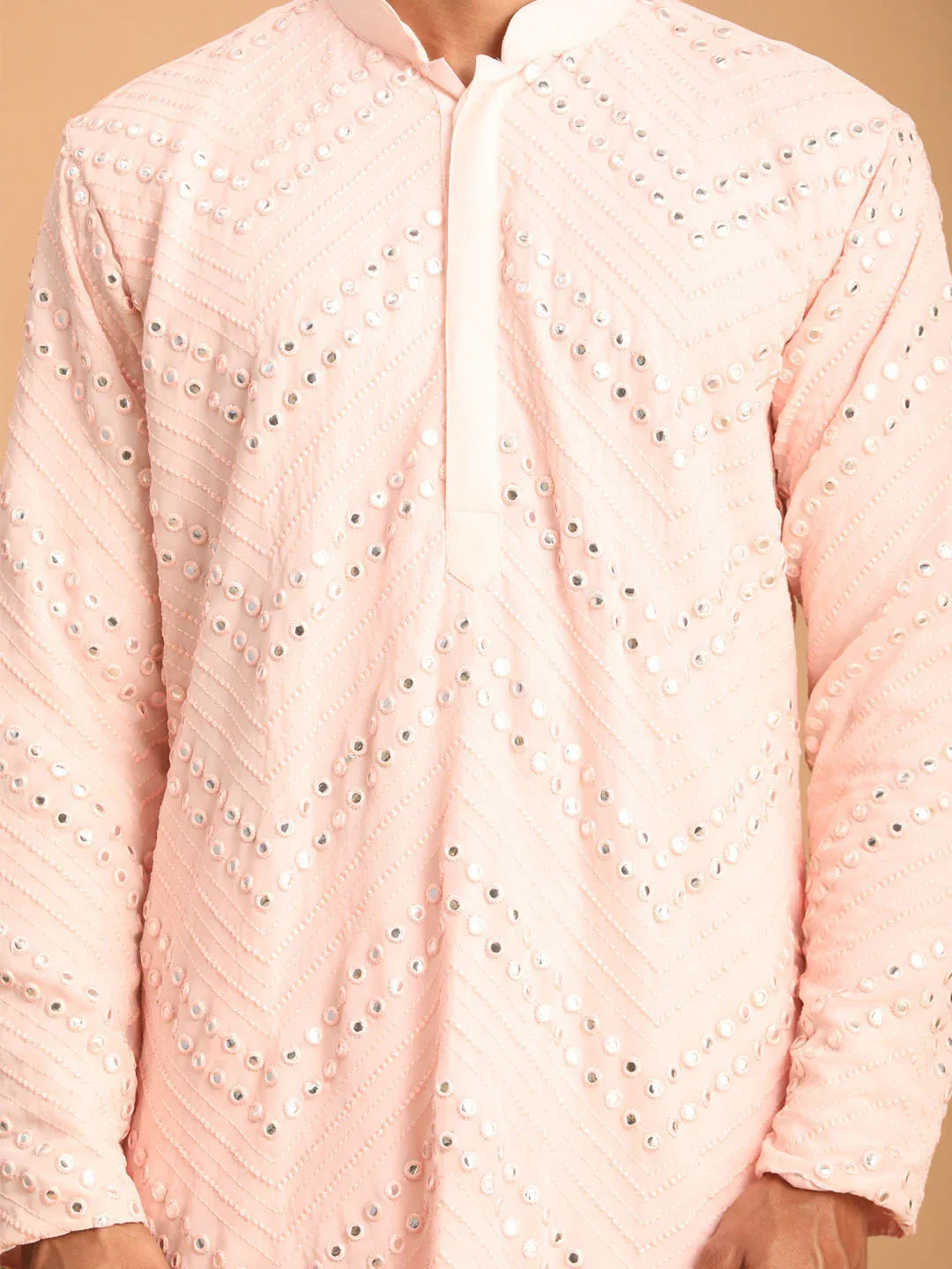 Men's Pink Mirror Kurta