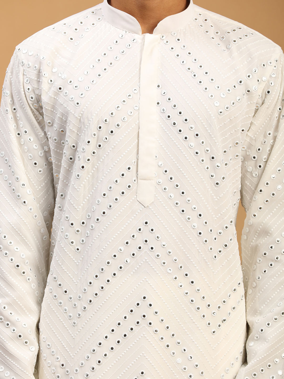 Men's White Mirror Kurta