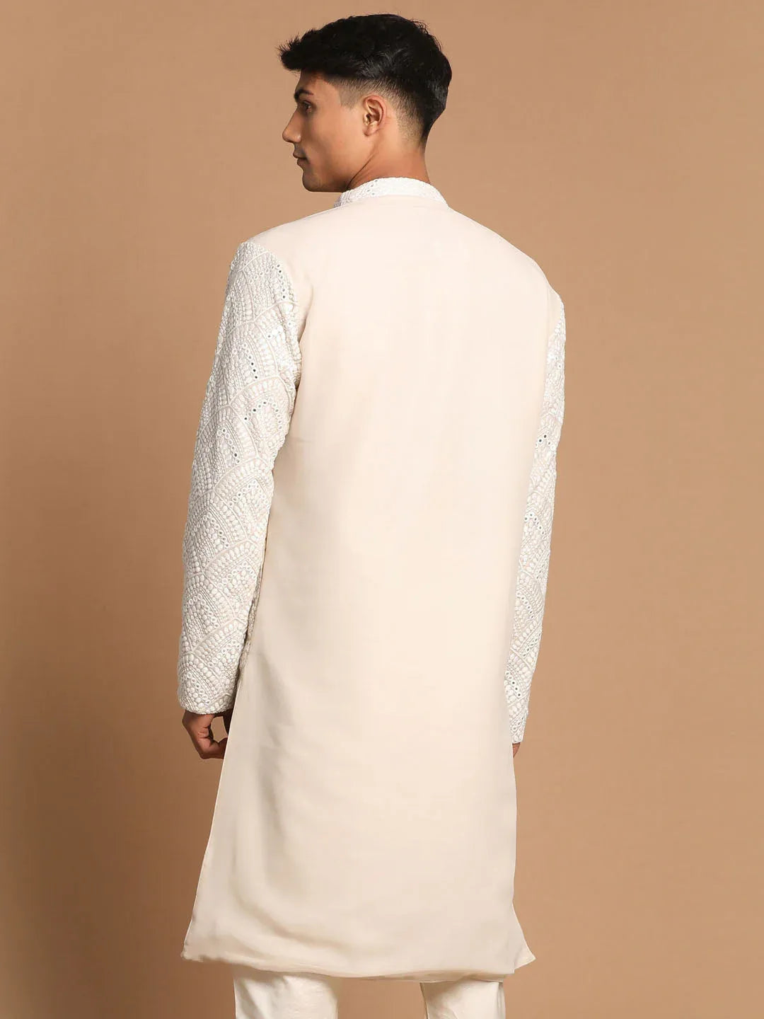 Men's Gray Ethnic Mirror Kurta