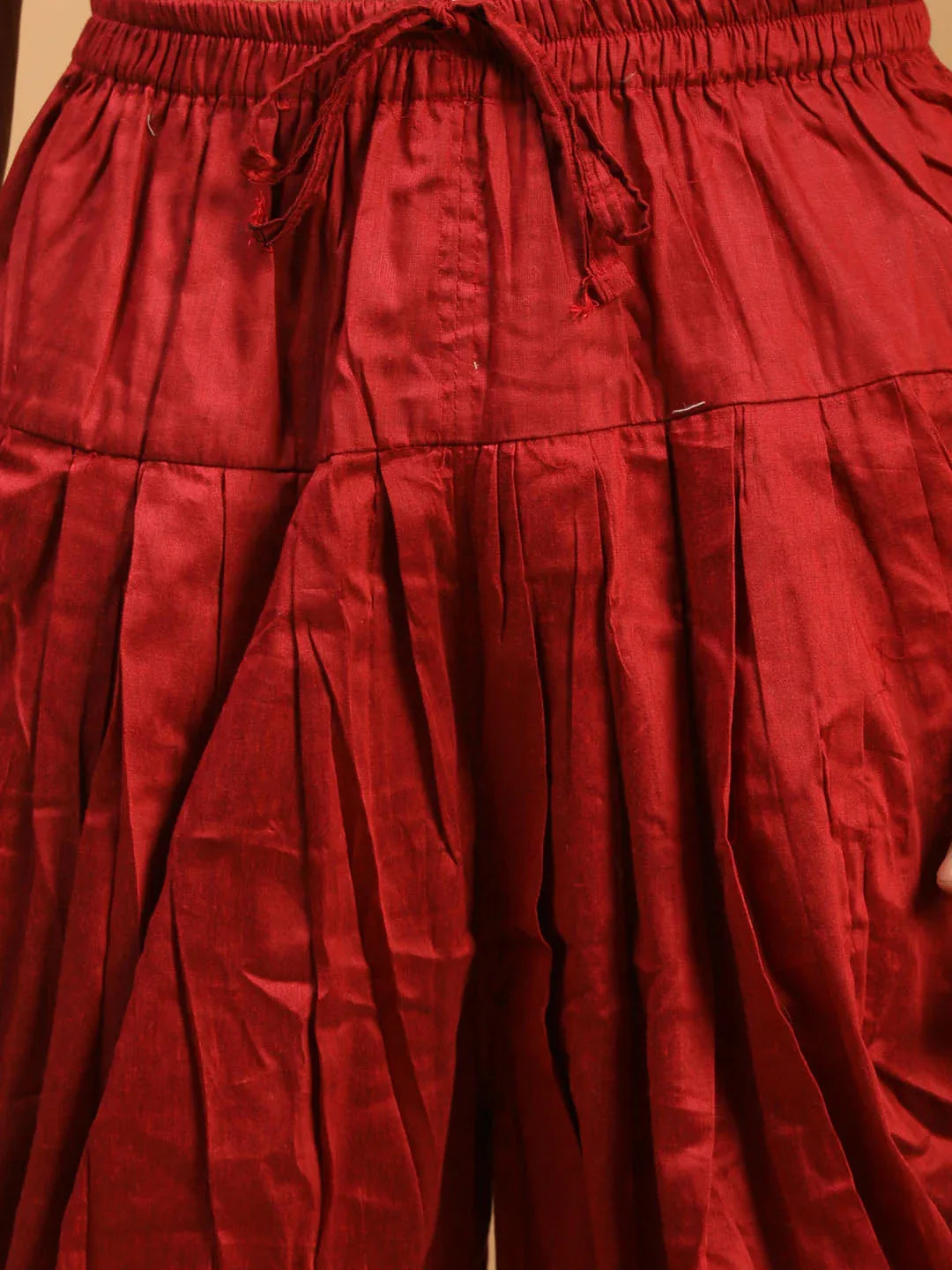 Men's Maroon Mirror Kurta With Dhoti And Dupatta Set