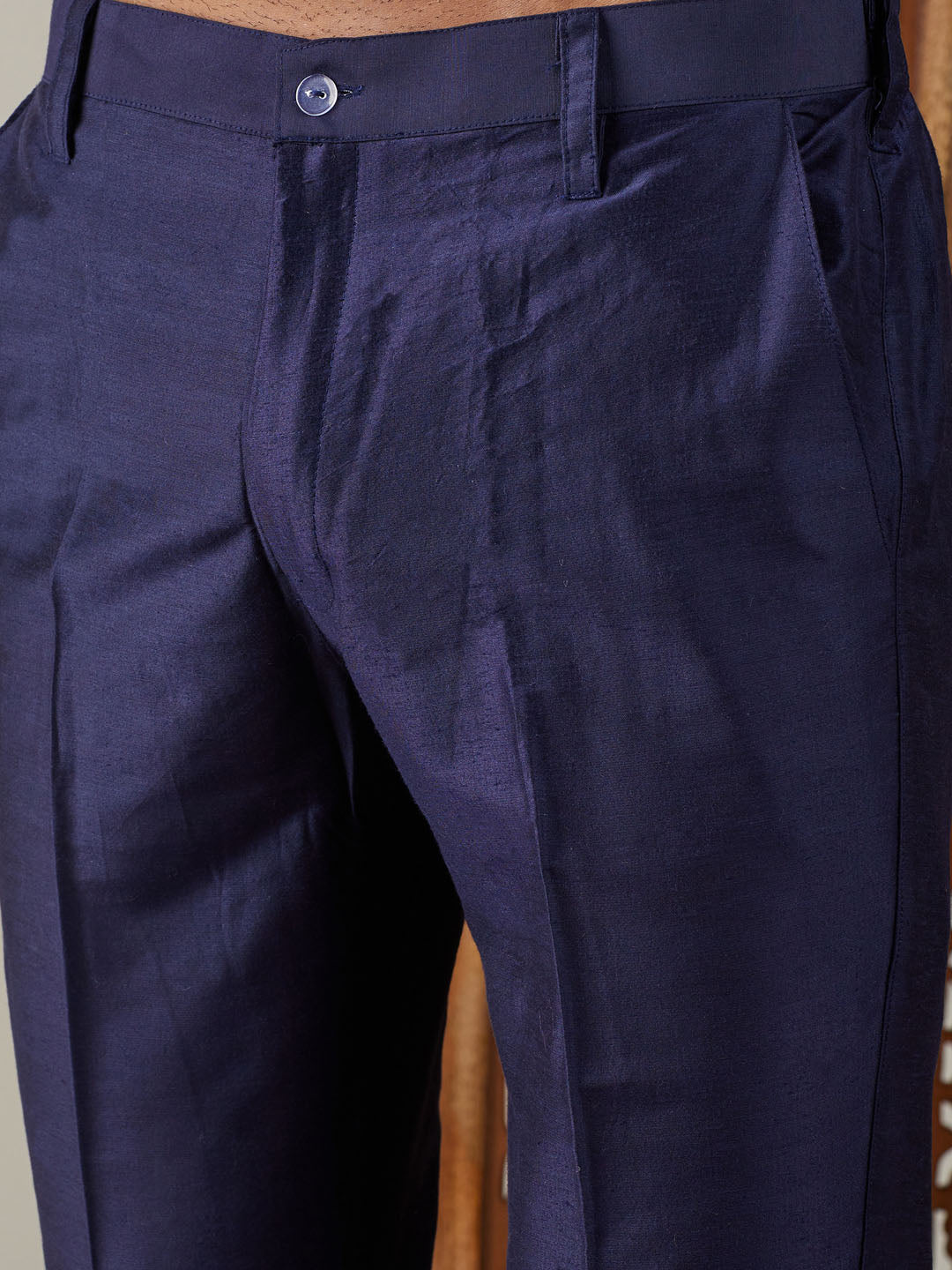Men's Navy Blue Viscose Kurta With Pant Set
