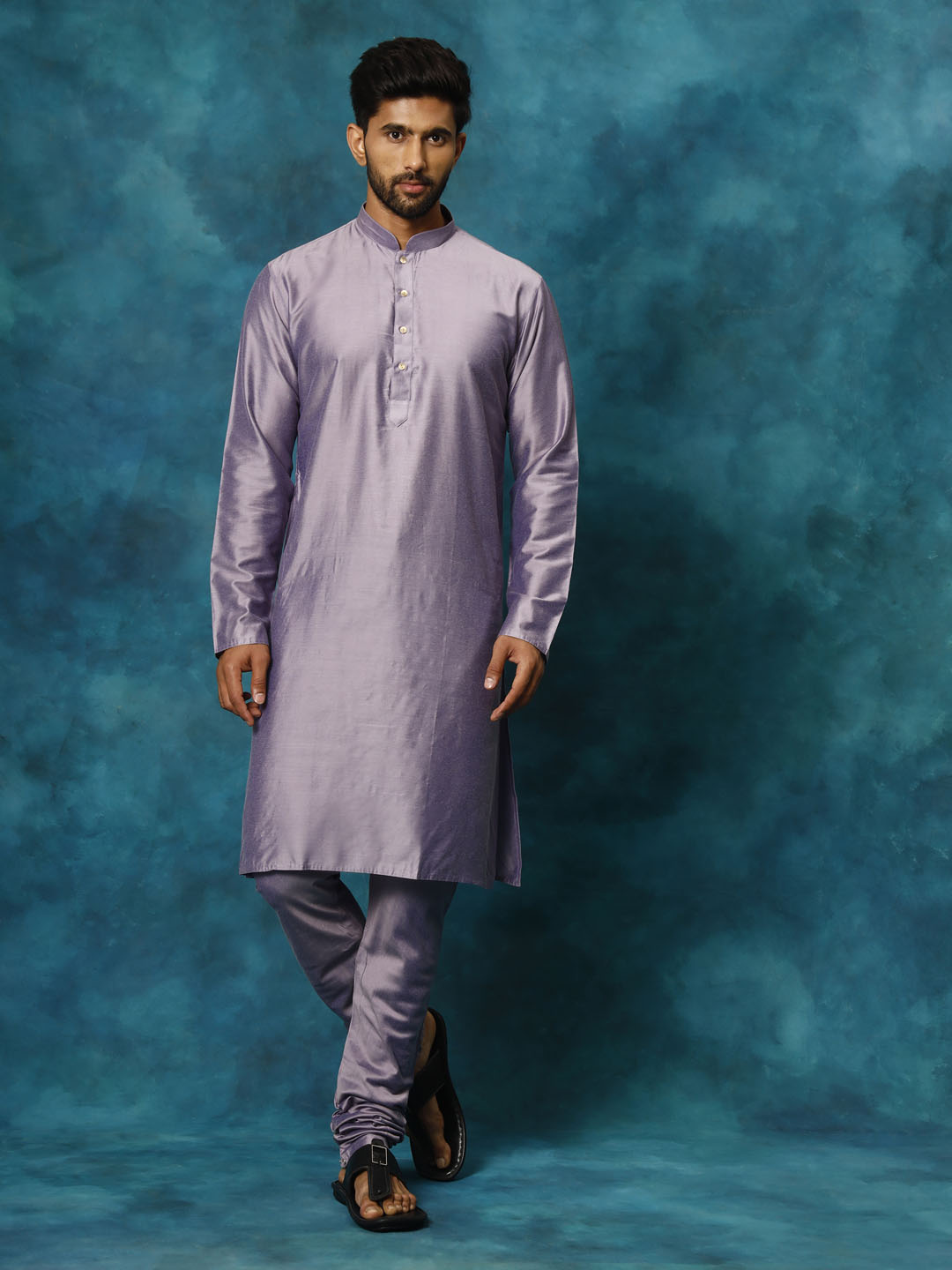 Men's Purple Viscose Kurta